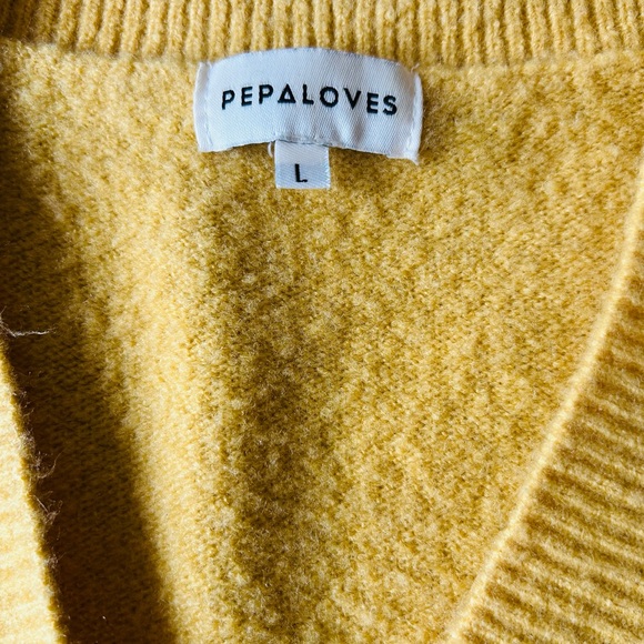 Pepaloves Mustard Yellow Button Cardigan Sweater Size L Cozy - Picture 4 of 9